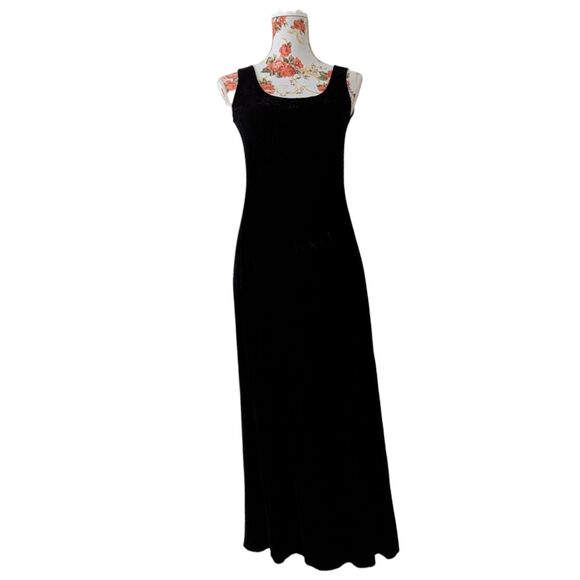 NWOT Eileen Fisher XS Velour Maxi Dress Silk Blend Goth Dark Romantic Witchy - Picture 1 of 11